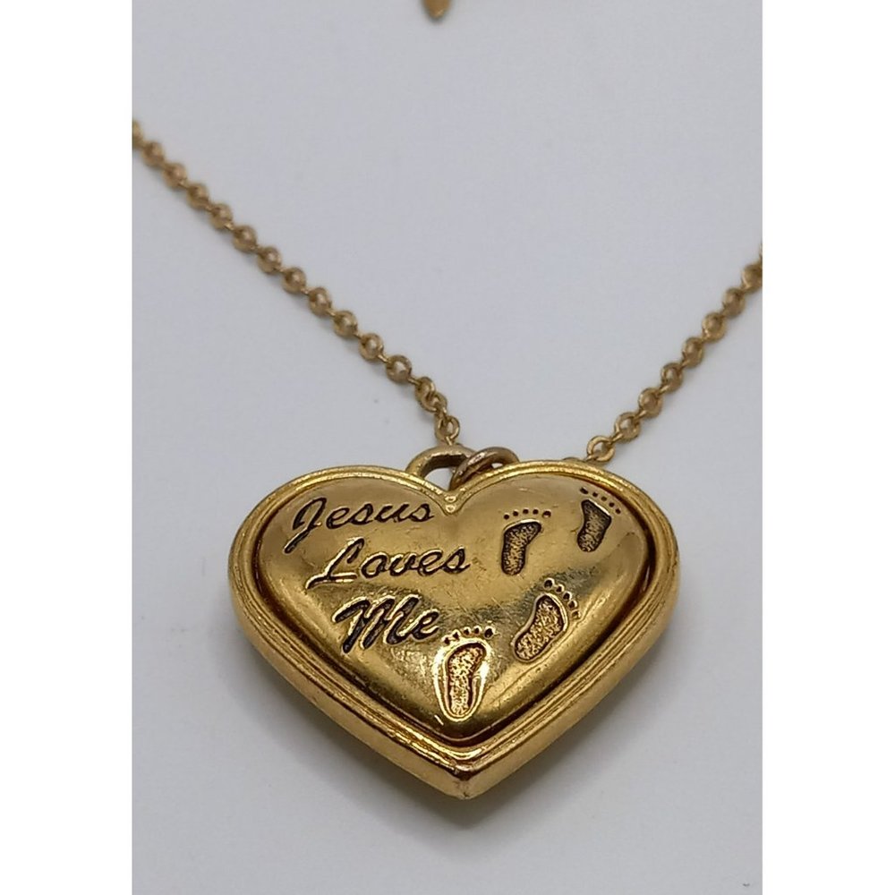 Vintage Avon It Was Then That I Carried You Heart Pendent Gold Tone Necklace - Picture 2 of 4